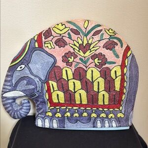 Colorful Floral Handmade Woven Elephant Tea Cosy from Thailand